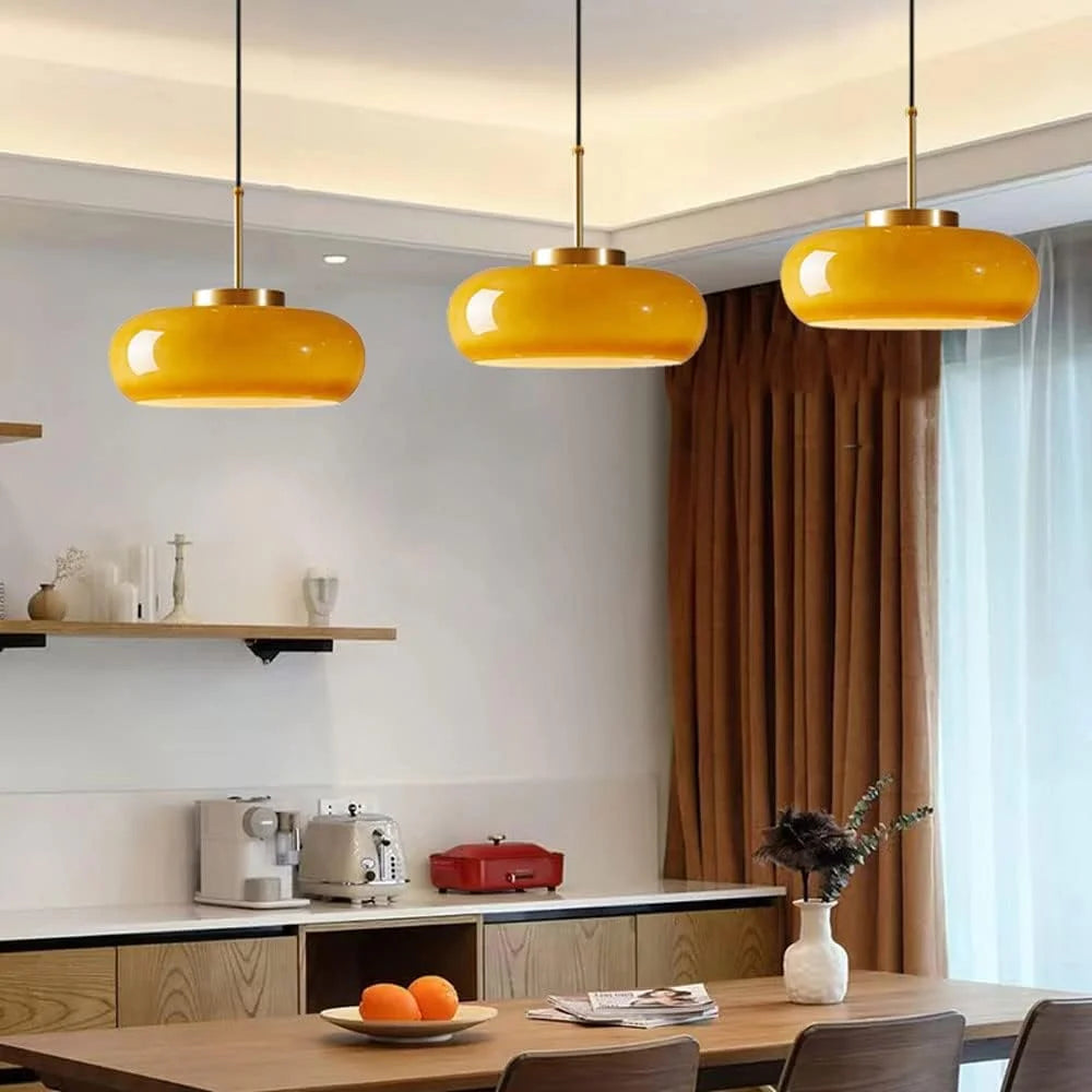 Vintage Amber Glass Semi Flush Mount Ceiling Light O912364
