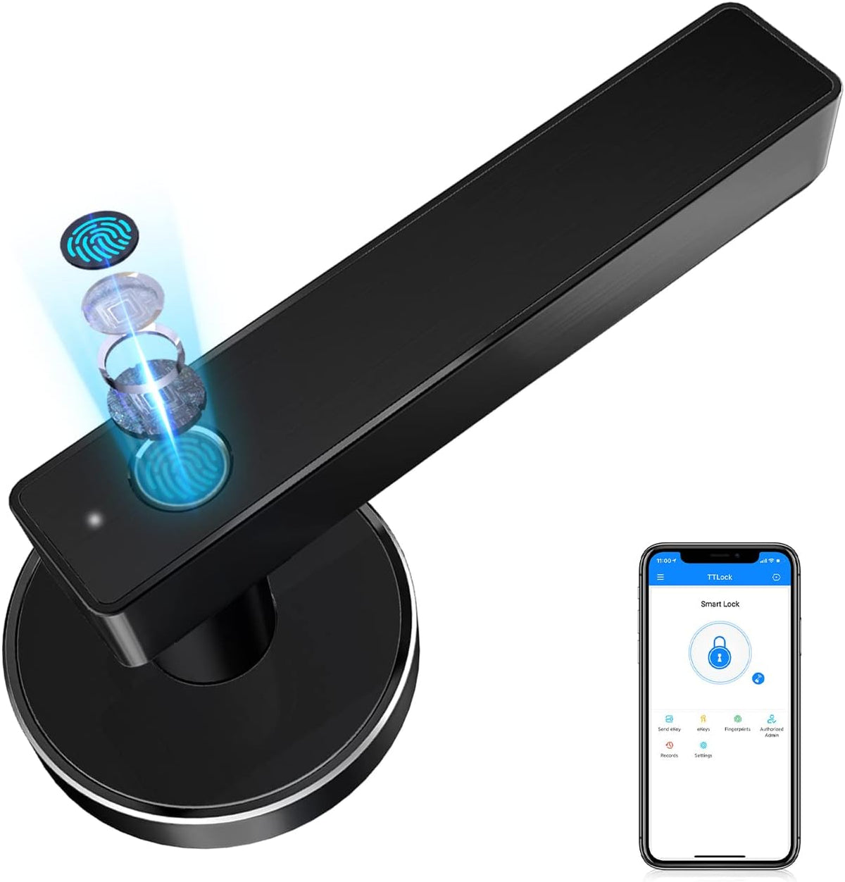 Black Biometric Fingerprint Smart Deadbolt Door Lock E999