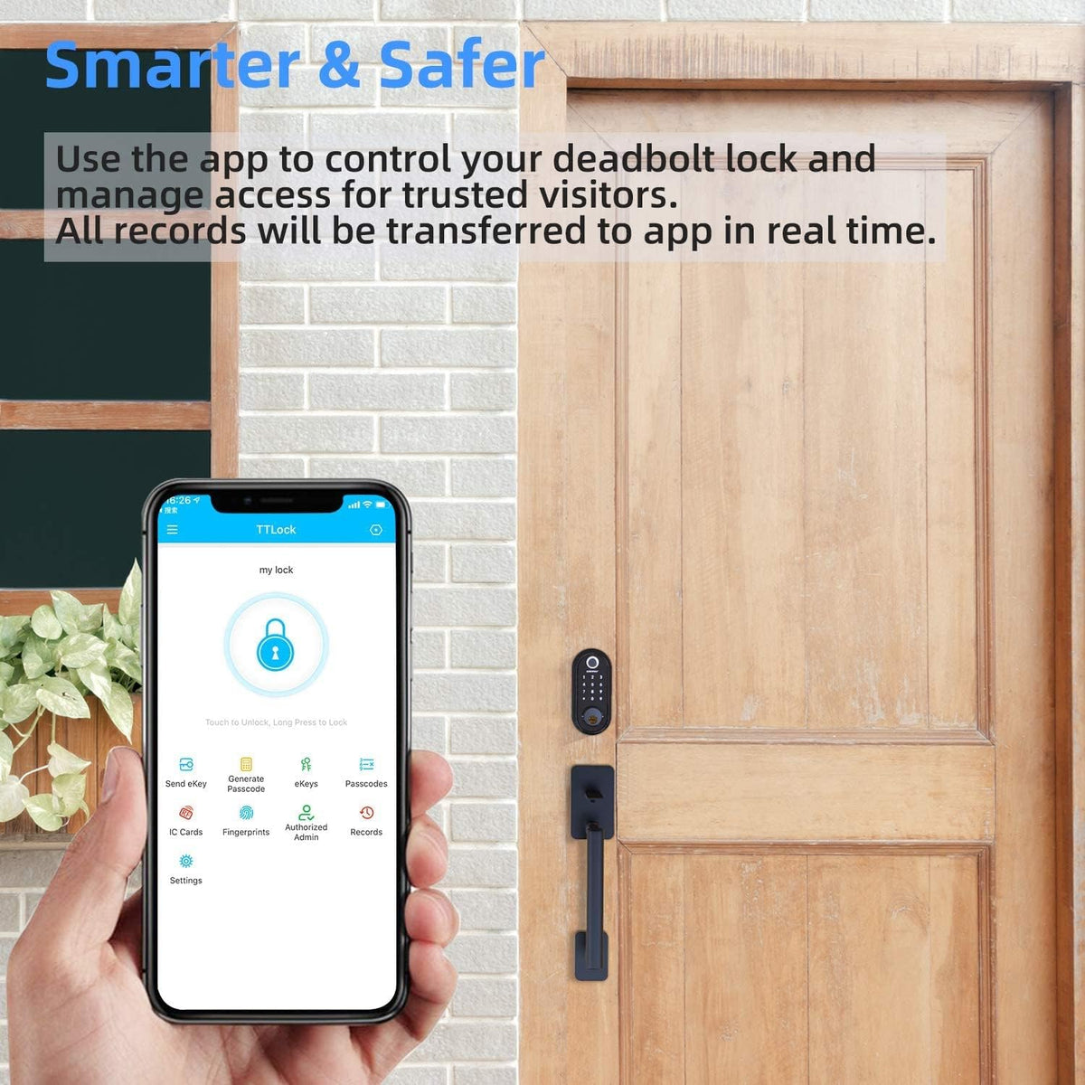 Smart Lock Fingerprint Deadbolt with Touchscreen Keypad, Bluetooth ekeys, Auto Lock Keyless Entry Door Lock X347152