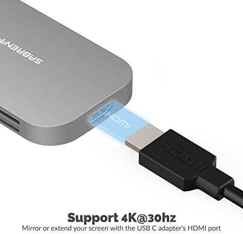 8-in-1 USB Type-C Hub with HDMI Output, 3 USB 3.0 Ports, SD/MicroSD Card Reader D878886