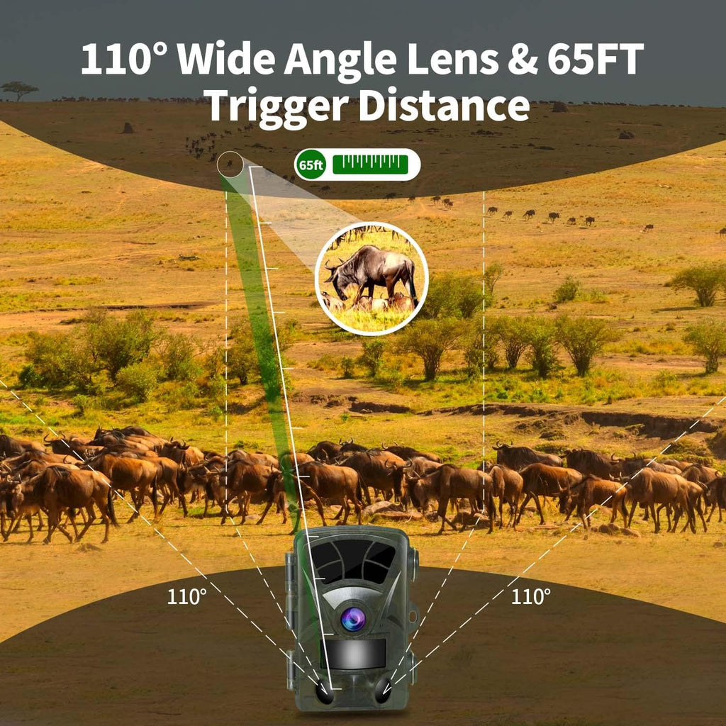 32MP 4K IP66 Waterproof Trail Camera with Night Vision and 3 Passive Infrared Motion Sensors, 2.4 LCD J75242