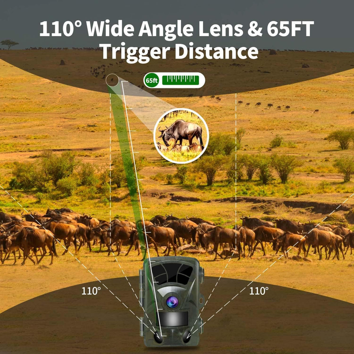 32MP 4K IP66 Waterproof Trail Camera with Night Vision and 3 Passive Infrared Motion Sensors, 2.4 LCD J75242