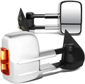 Chrome Power Amber LED Signal Telescoping Side Towing Mirrors F289