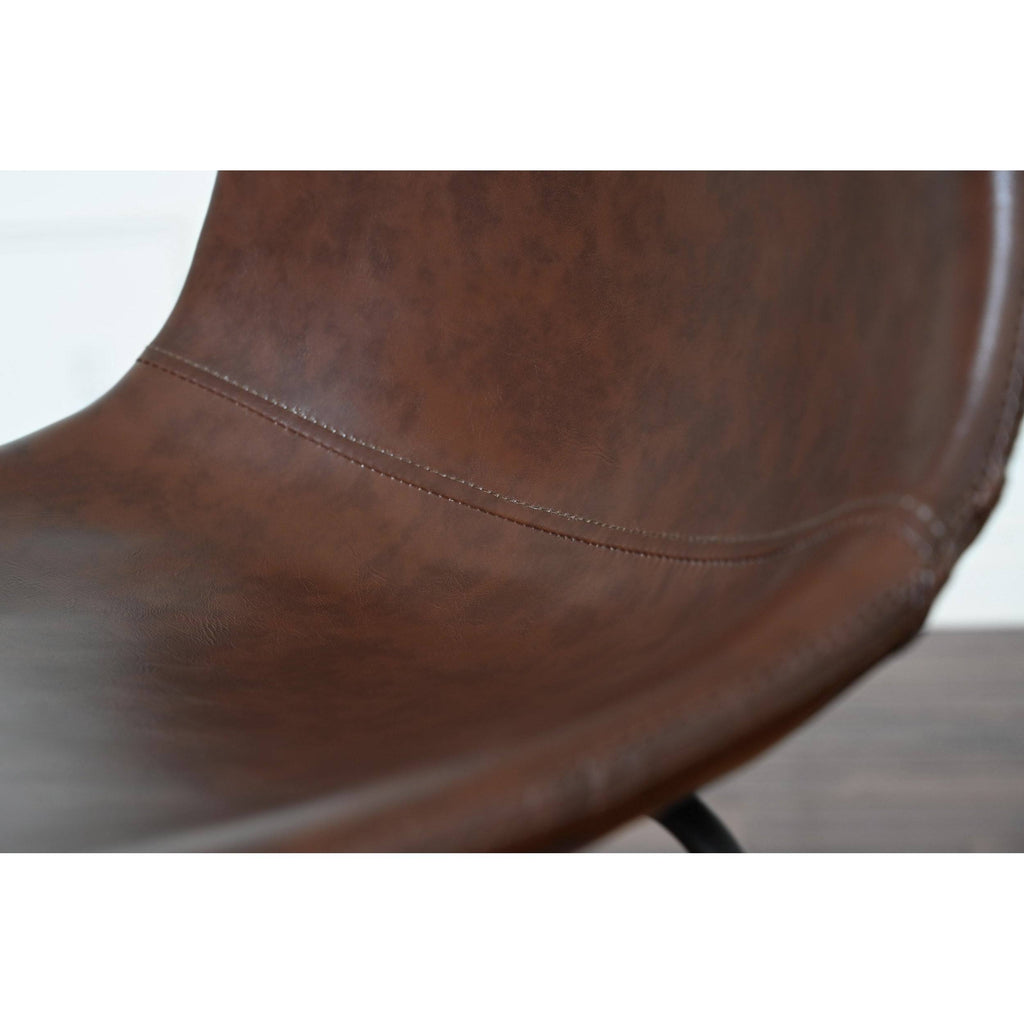 Faux Leather Bar Stool Set of 2 Brown J296
