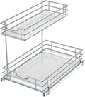 Under Sink Cabinet Organizer with 2 Tier Pull Out Sliding Shelf, 12.2Wx18.1Dx14.5H-Inch - Silver K2140