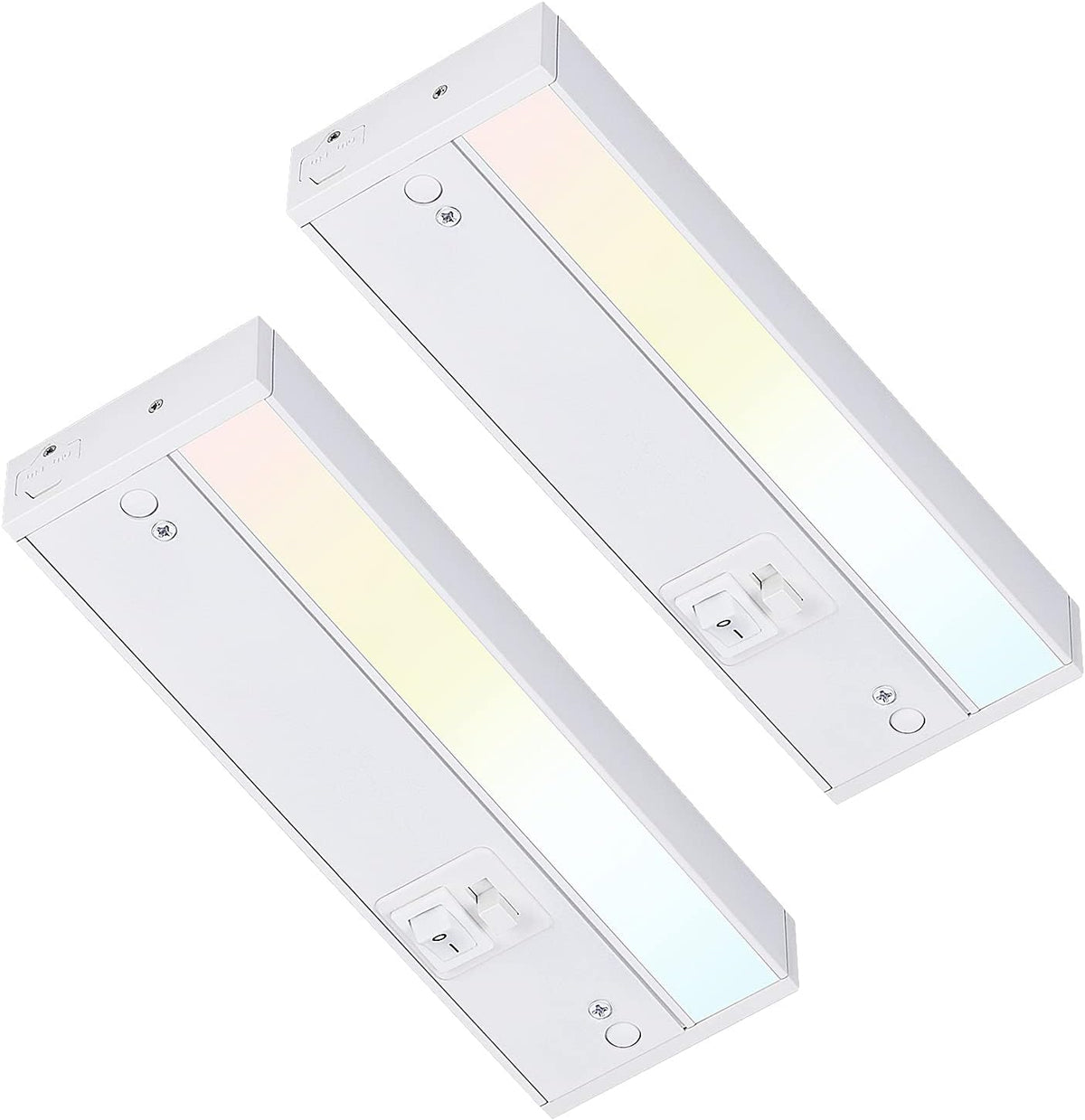 LED Under Cabinet Light, 12 Inch, 8W, Dimmable, Linkable, 3 Color Selectable, White Finish, Pack of 2 H237