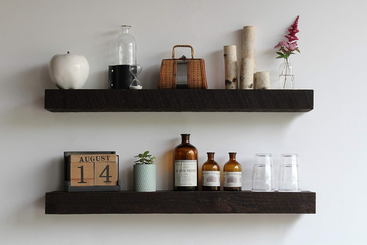 Reclaimed Wood Floating Shelves Set of Two I2867