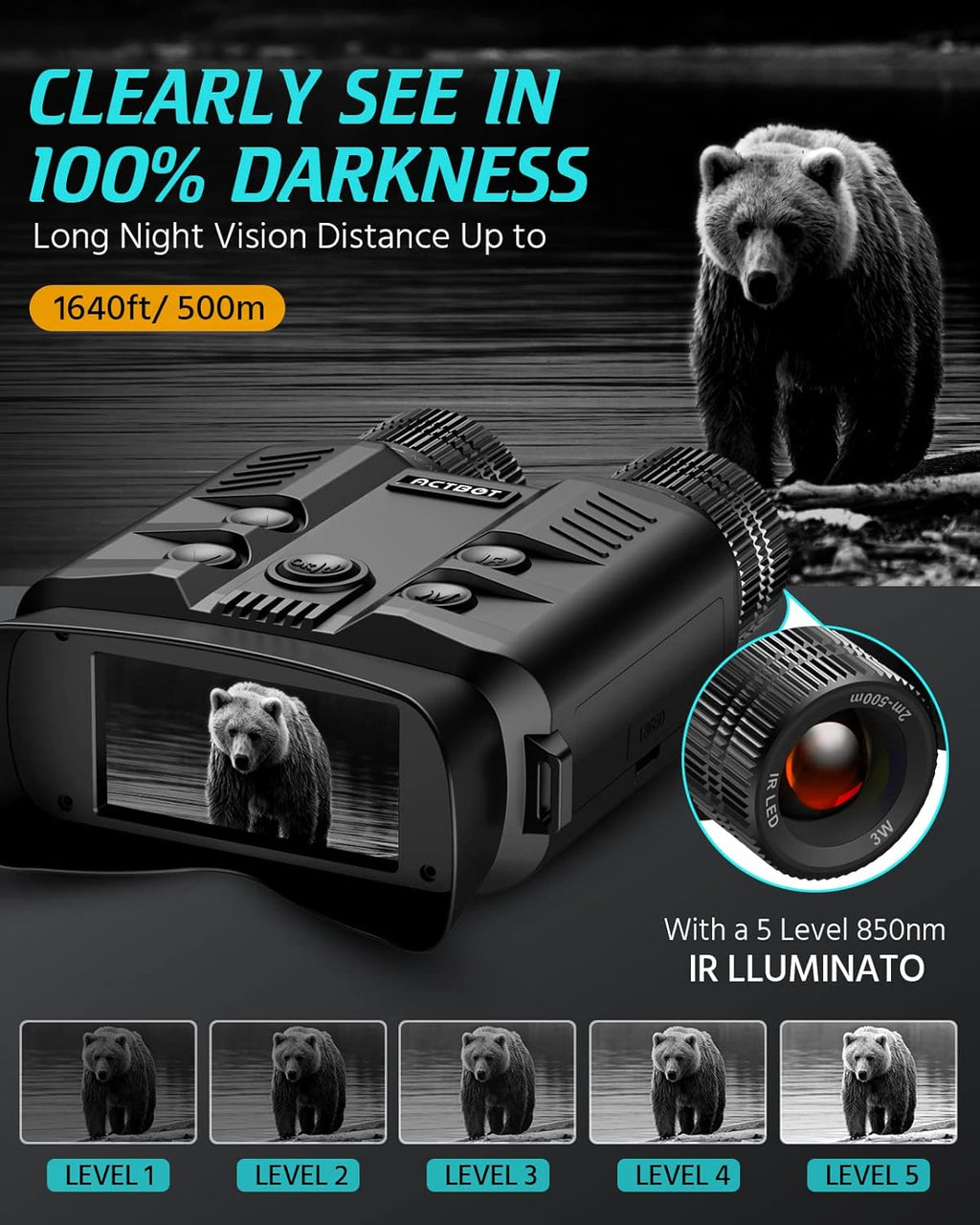 Digital Night Vision Binoculars with 1080p Video and 8x Digital Zoom L974