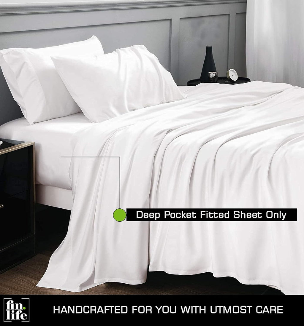 Cotton Fitted Sheet 400 TC Cal King Size Slate Grey 100% Cotton Pack of 2 Y840