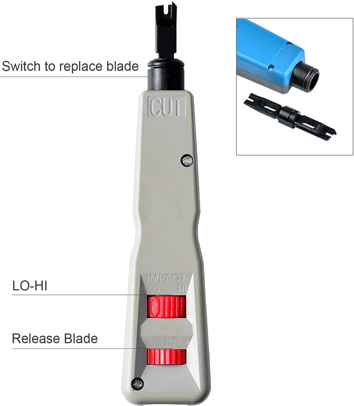 Punch Down Tool Kit with 110 & BK Blade, 5PCS Cat6 RJ45 Keystone Jack, Network Wire Stripper Tool Kits U95702