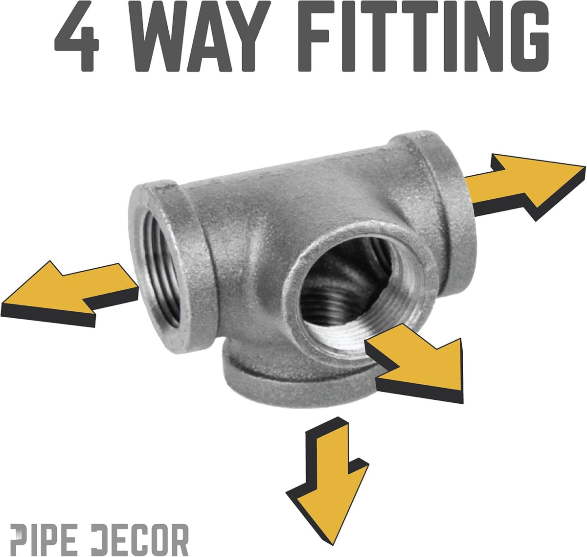 3/8 Inch Side Outlet Tee Malleable Cast Iron Industrial Fitting (8 Pack) S5902