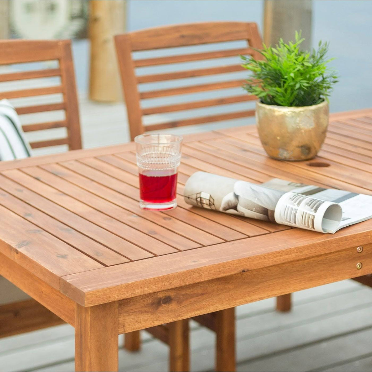 Brown Acacia Wood Patio Dining Table L794758