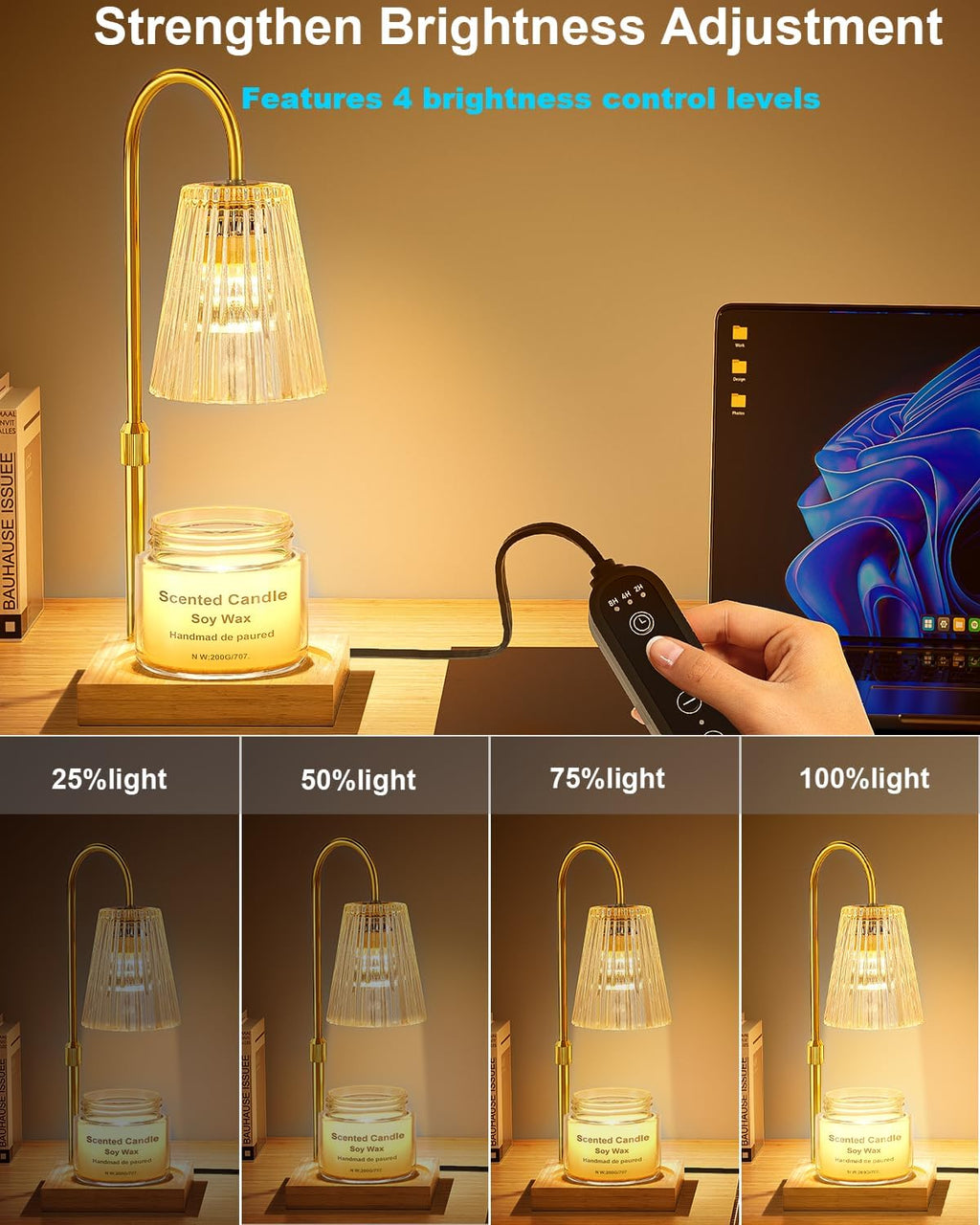 Candle Warmer Lamp with Timer, Dimmable, Adjustable Height K40381