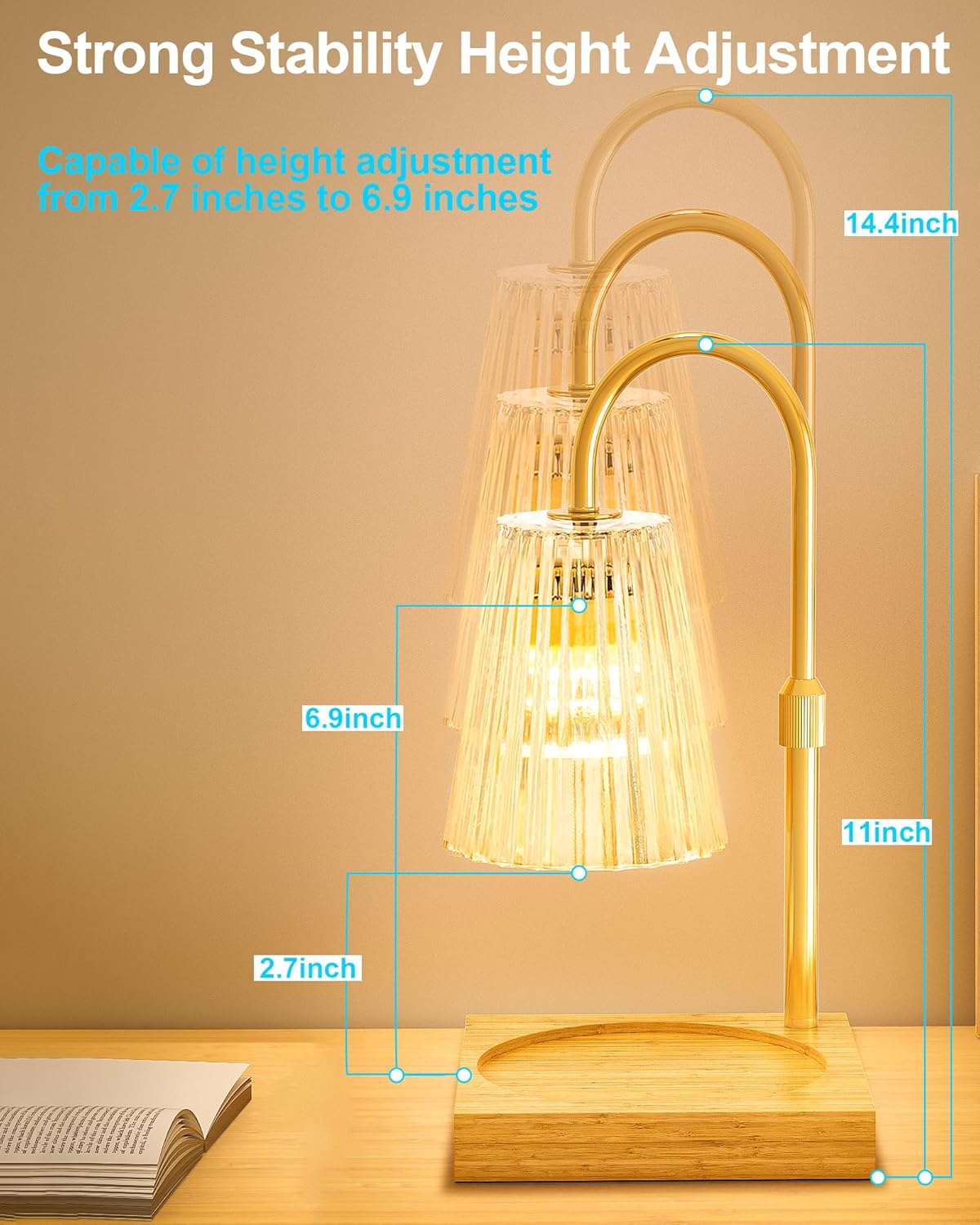 Candle Warmer Lamp with Timer, Dimmable, Adjustable Height K40381