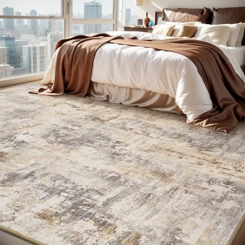 Light Grey/Blue 8x10 Washable Non Slip Area Rug G7897