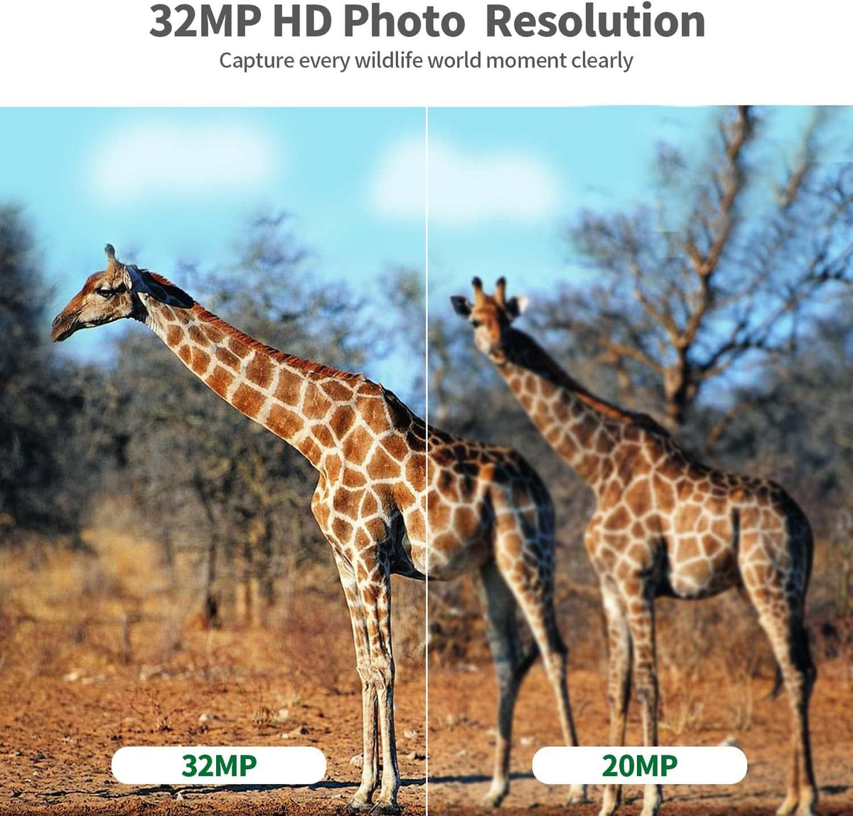 32MP 4K IP66 Waterproof Trail Camera with Night Vision and 3 Passive Infrared Motion Sensors, 2.4 LCD J75242