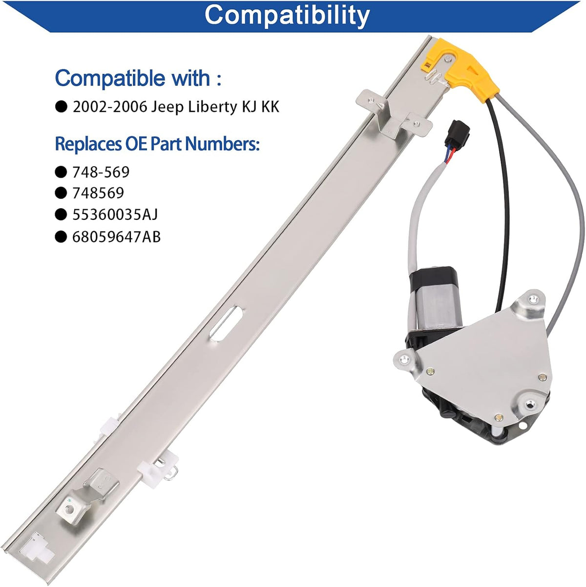 Rear Left Driver Side Power Window Lift Regulator & Motor Assembly Compatible with Jeep Liberty H5059