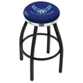 Black Wrinkle Swivel Bar Stool with Chrome Accent Ring Y358