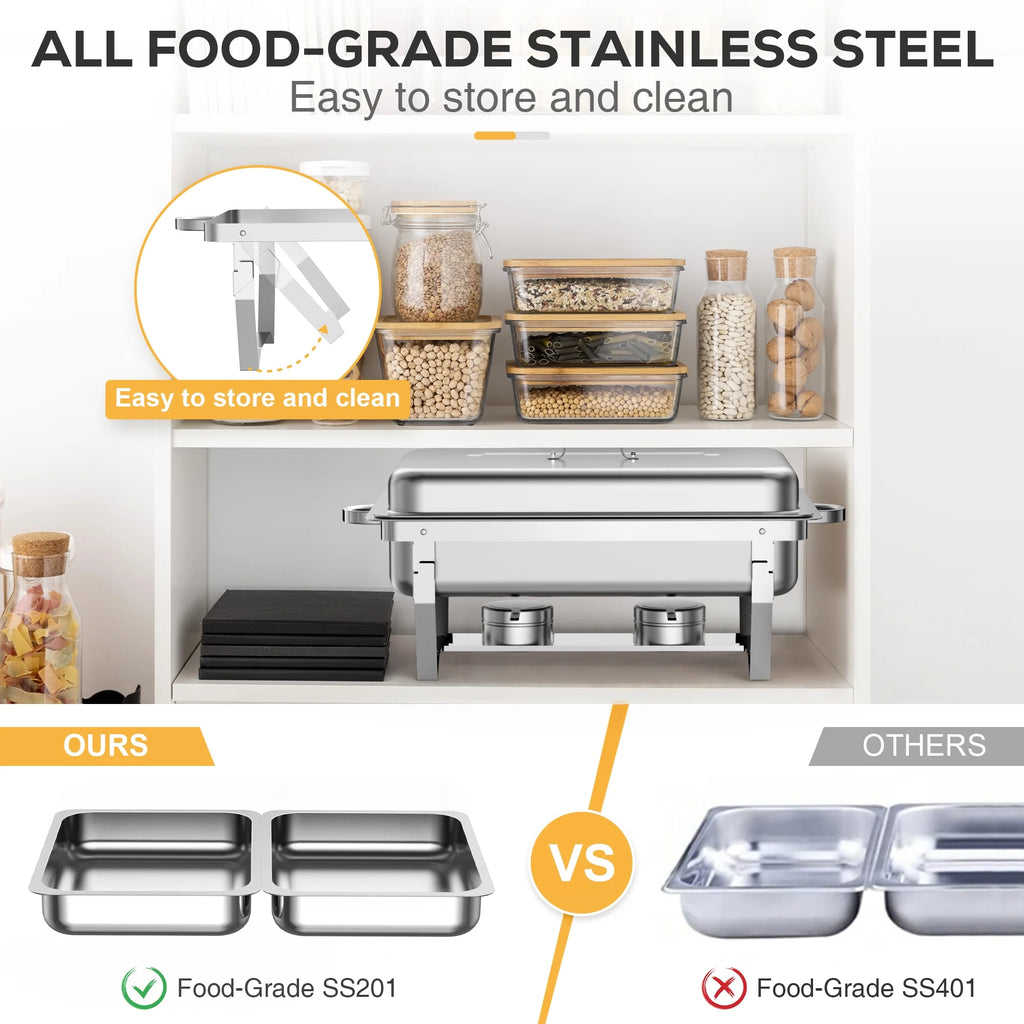6 Packs Stainless Steel Chafing Dishes Buffet Set with Lids O916