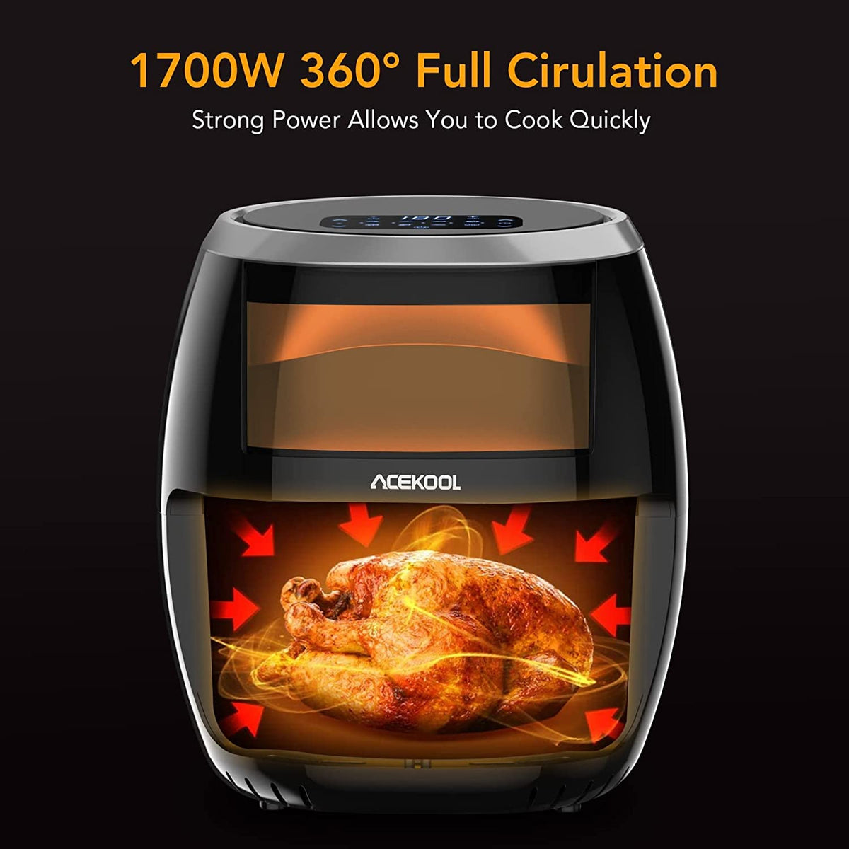 8.5 QT Digital LED Touch Screen Air Fryer with Viewing Window K953