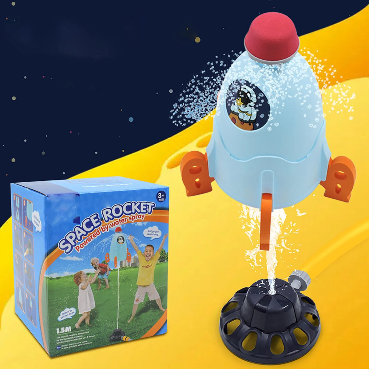 Musical Piano Carpet Space Rocket Sprinkler Water Spray Toy X236496