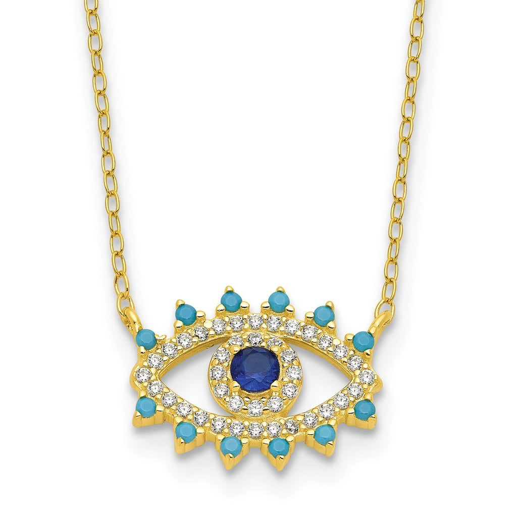 18 Inch 925 Sterling Silver Evil Eye Necklace K2052