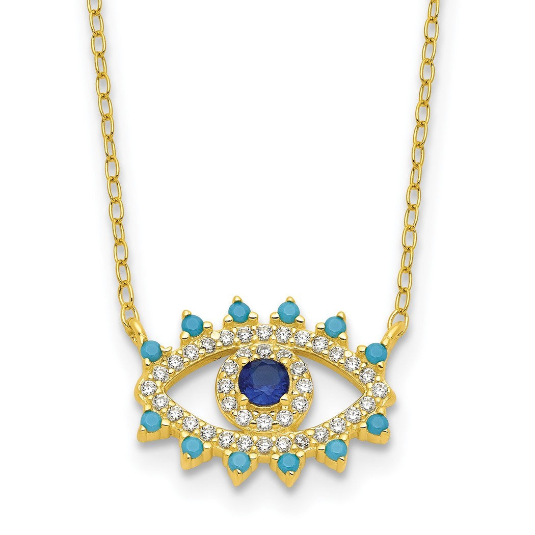 18 Inch 925 Sterling Silver Evil Eye Necklace K2052