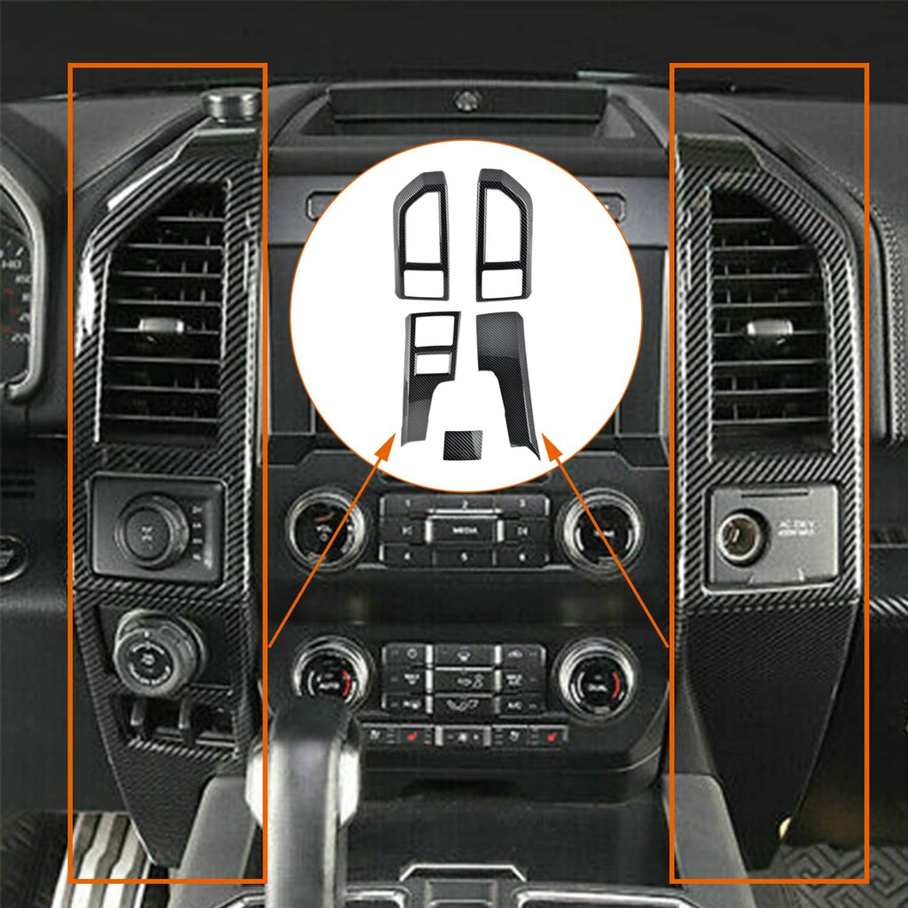 Carbon Fiber Pattern Air Conditioner Vent Cover AC Outlet for Ford F150 2015-2020 X58208