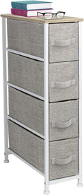 Narrow 4 Drawer Dresser Tower with Fabric Bins N146