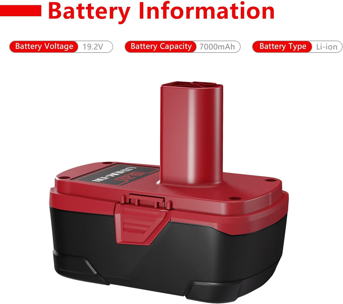 7.0Ah Replacement Battery for Craftsman 19.2 Volt Lithium ion C3, 2Packs I18287