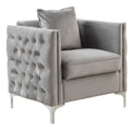 Gray Velvet Sofa Armchair with 1 Pillow S805