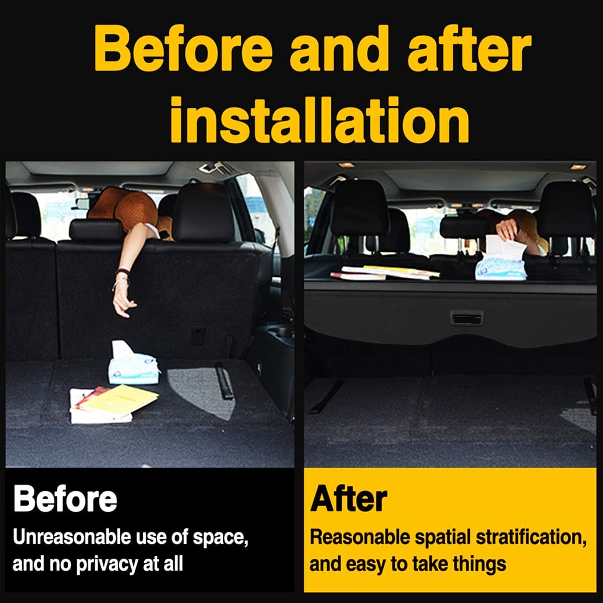 Retractable Rear Trunk Security Shield Black F185