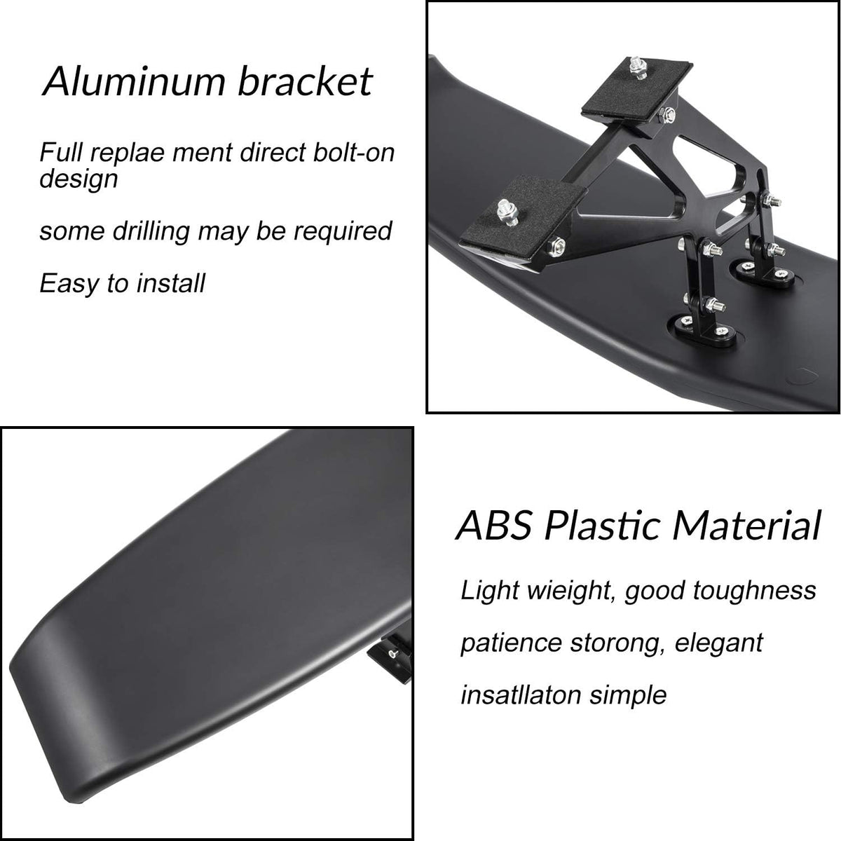 Universal Trunk Wings Spoiler High Kick V Style Rear Spoiler Wing Tail Lid (61.8inches Length) T313