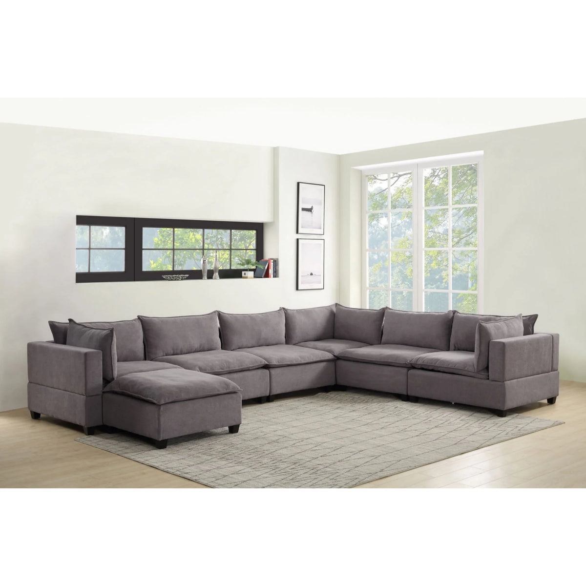 Light Gray 7-Piece Modular Sectional Sofa Chaise J32761