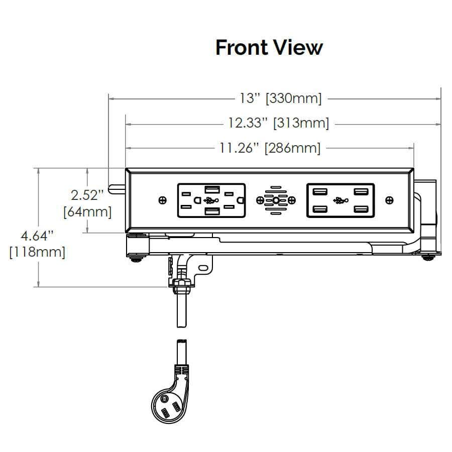 Black In-Drawer Outlet with 2 AC Outlets E2823