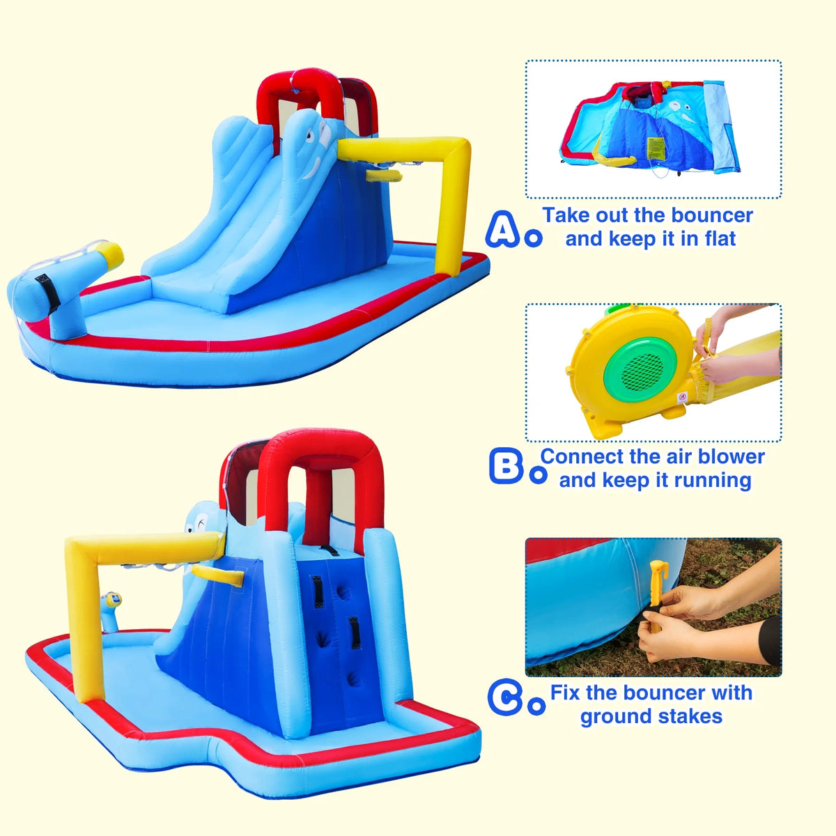 Kids Inflatable Water Slide Bouncer Castle with Splash Pool U334