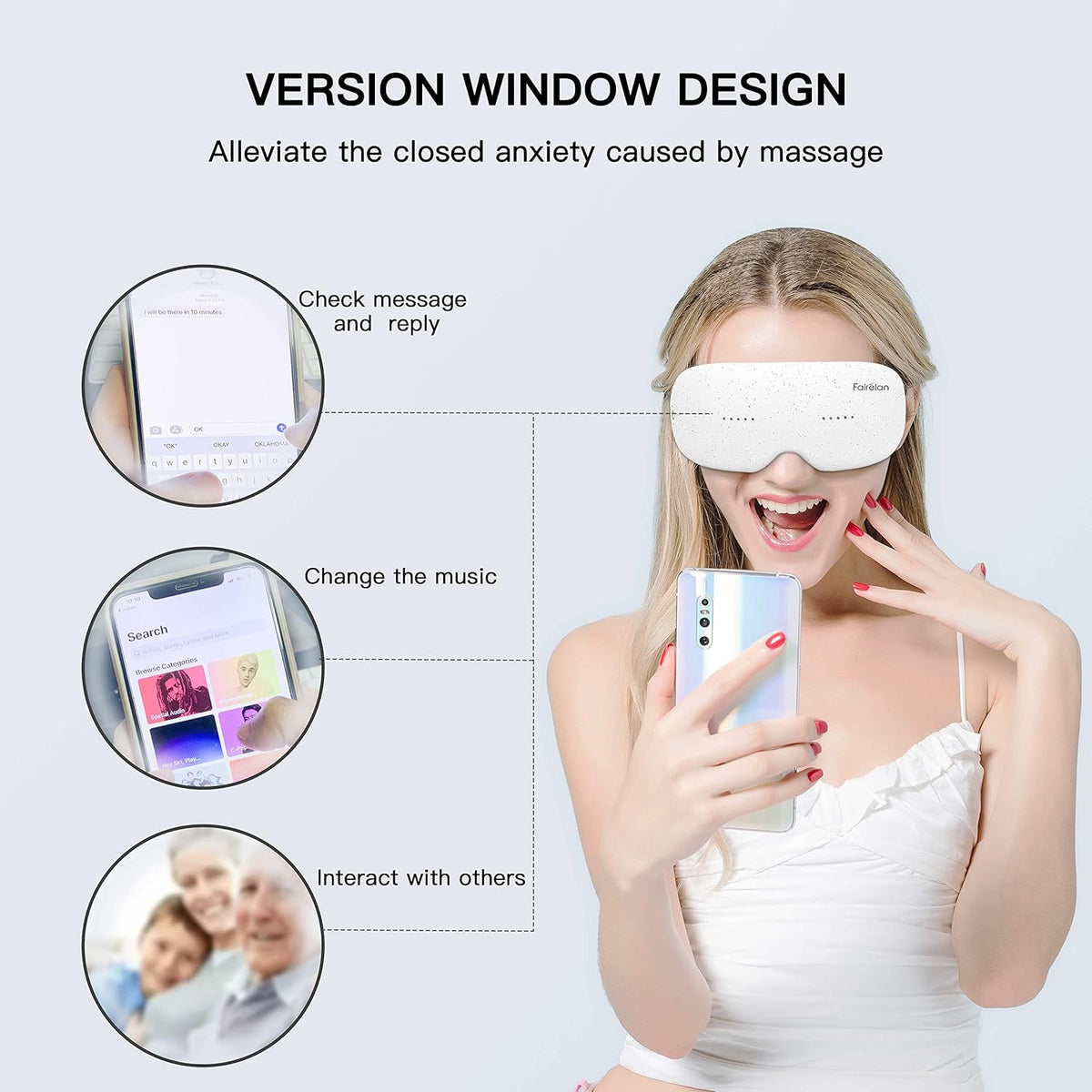 Eye Massager with Heat, Vibration, Vision Window, 3 Modes, Bluetooth Music, USB Rechargeable D756