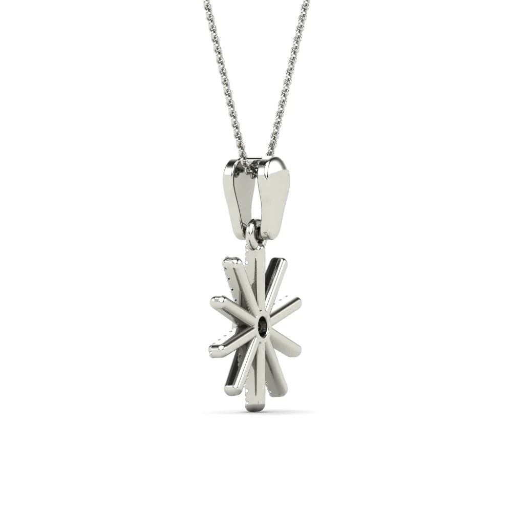 10K White Gold Diamond Starburst Pendant Necklace C793962