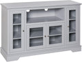 Grey Sideboard Console Table Storage Cabinet with Glass Doors Y971935