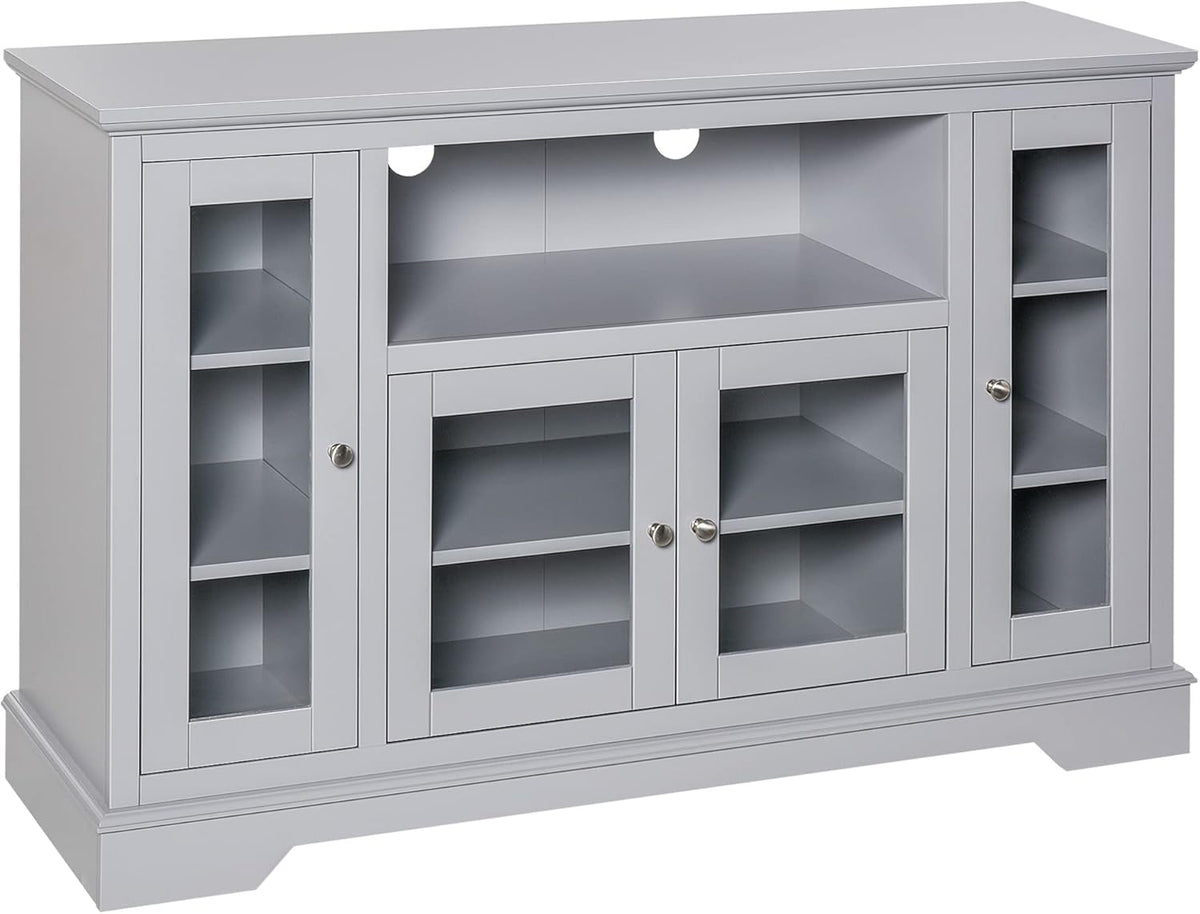 Grey Sideboard Console Table Storage Cabinet with Glass Doors Y971935