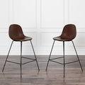 Faux Leather Bar Stool Set of 2 Brown J296