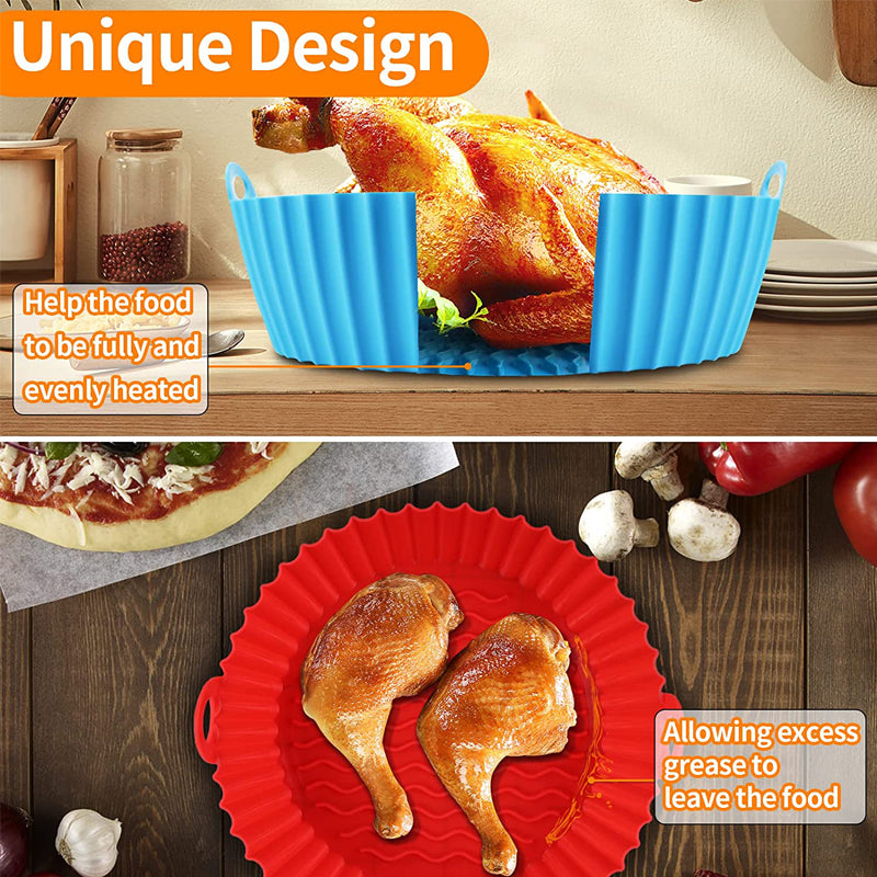 Silicone Air Fryer Liners 8.5 Inch Round 3 Pack Reusable D916977