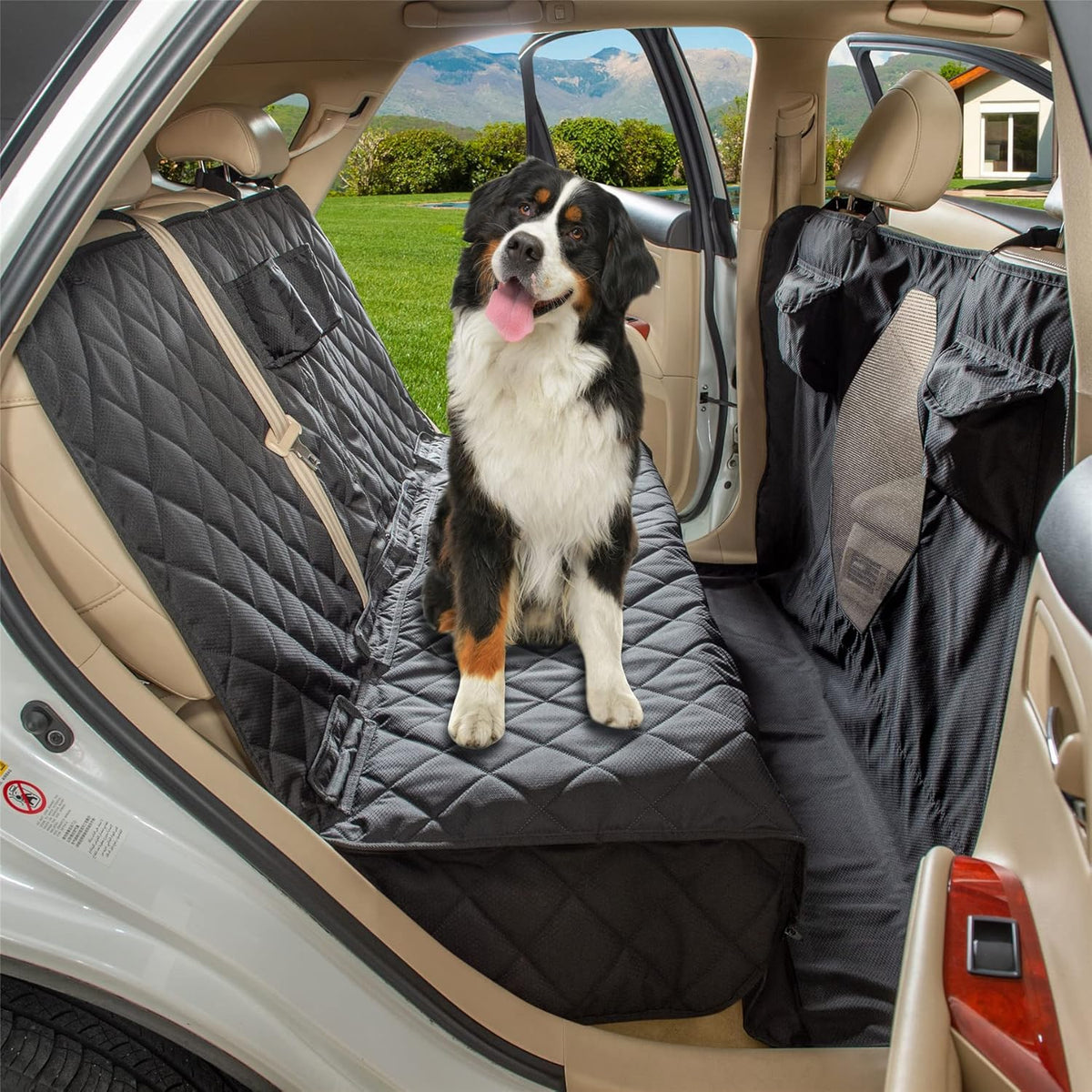 Grey X-Large Dog Car Seat Cover with Mesh Window S985