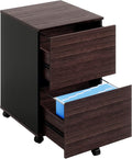 2 Drawer Mobile File Cabinet with File Holders Wood Rolling Filing Cabinet Oak E923