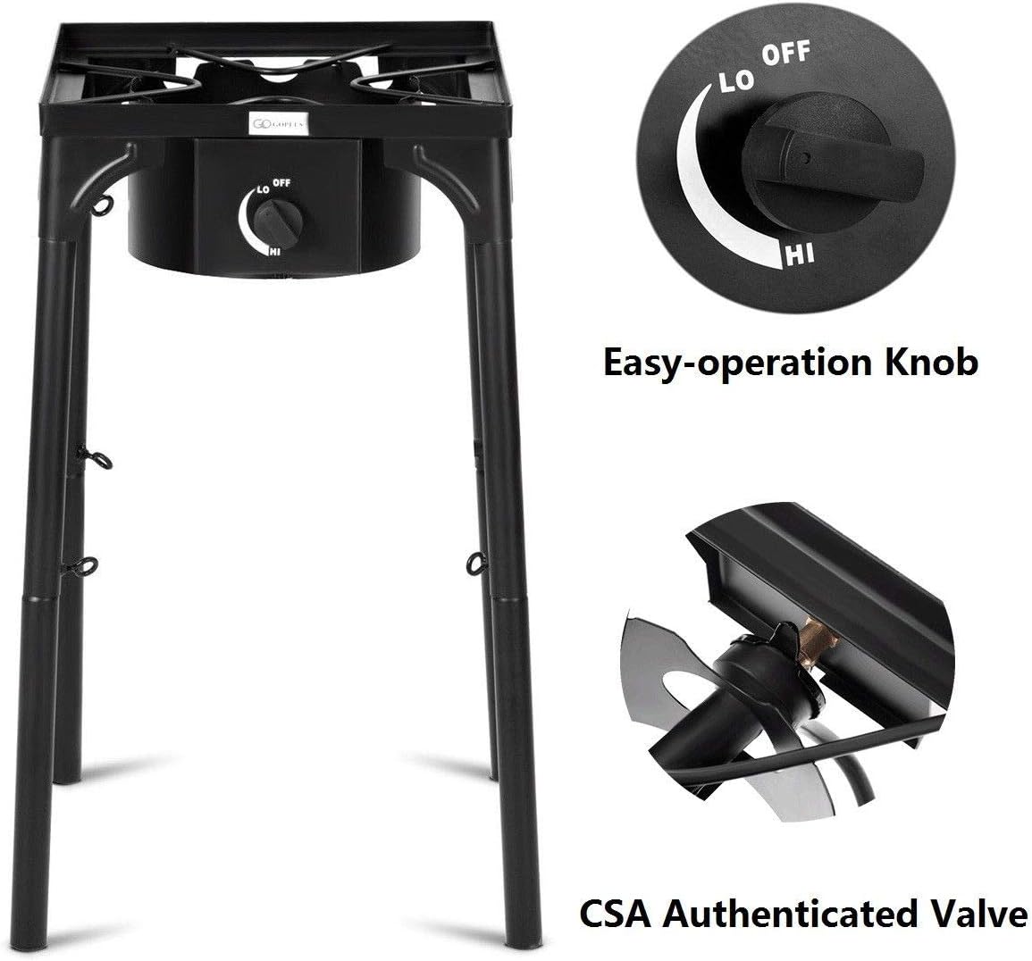 Single-Burner 100,000-BTU Propane Gas Camp Stove with Detachable Legs O400