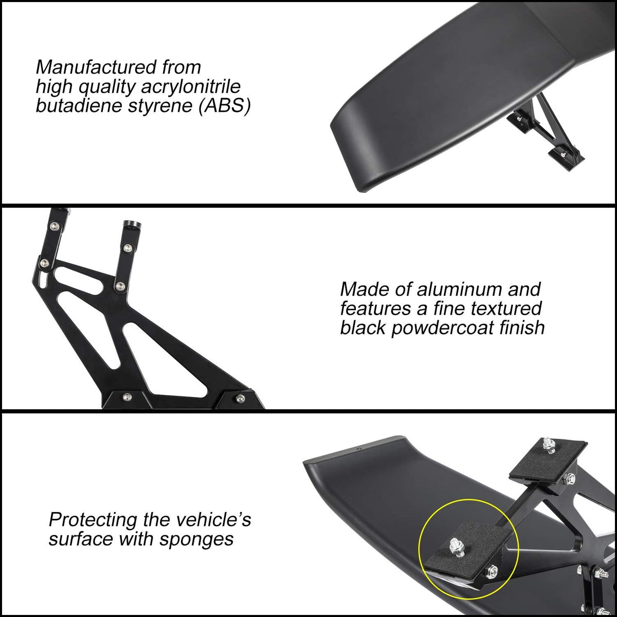 Universal Trunk Wings Spoiler High Kick V Style Rear Spoiler Wing Tail Lid (61.8inches Length) T313