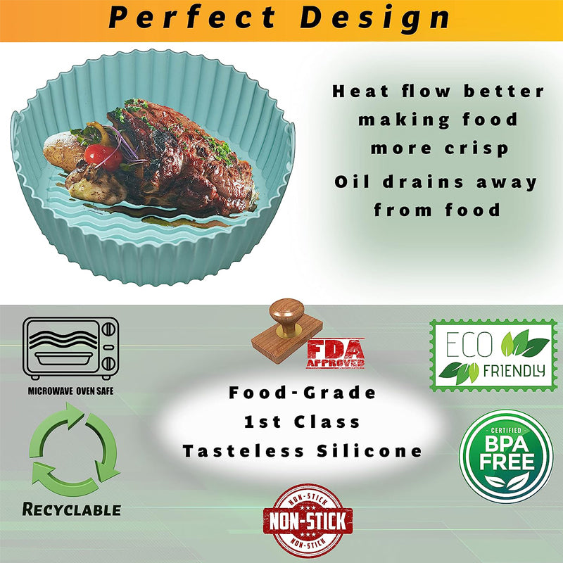 Silicone Air Fryer Liners 8.5 Inch Round 3 Pack Reusable D916977