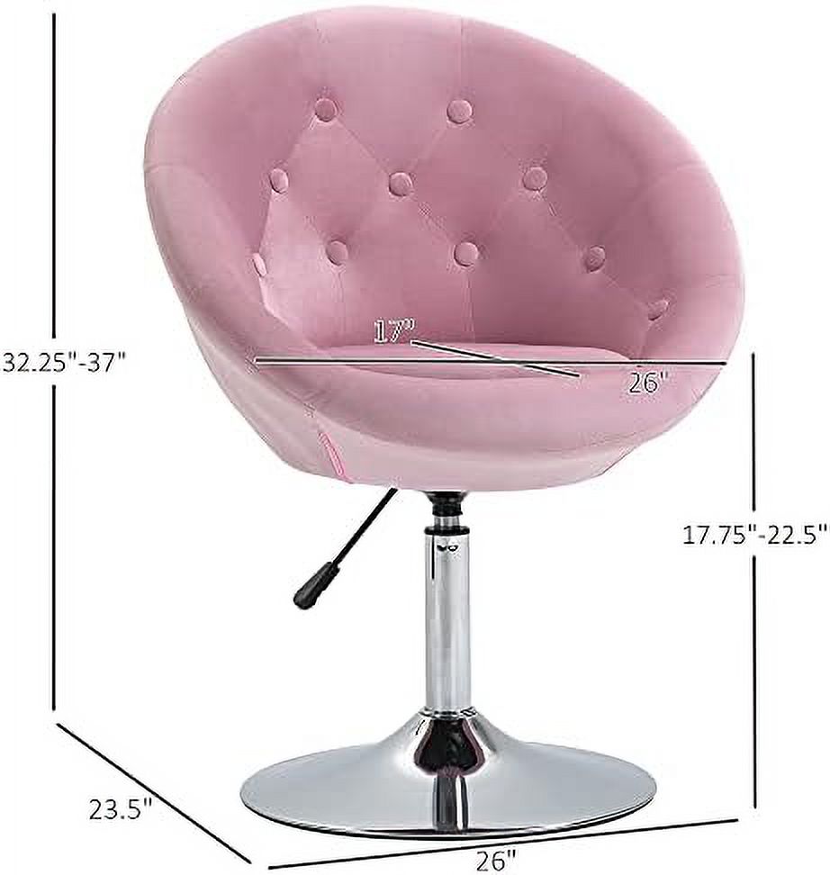 Pink Round Tufted Swivel Accent Chair with Chrome Frame B37749