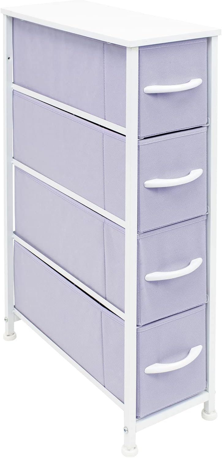 Narrow 4 Drawer Dresser Tower with Fabric Bins N146