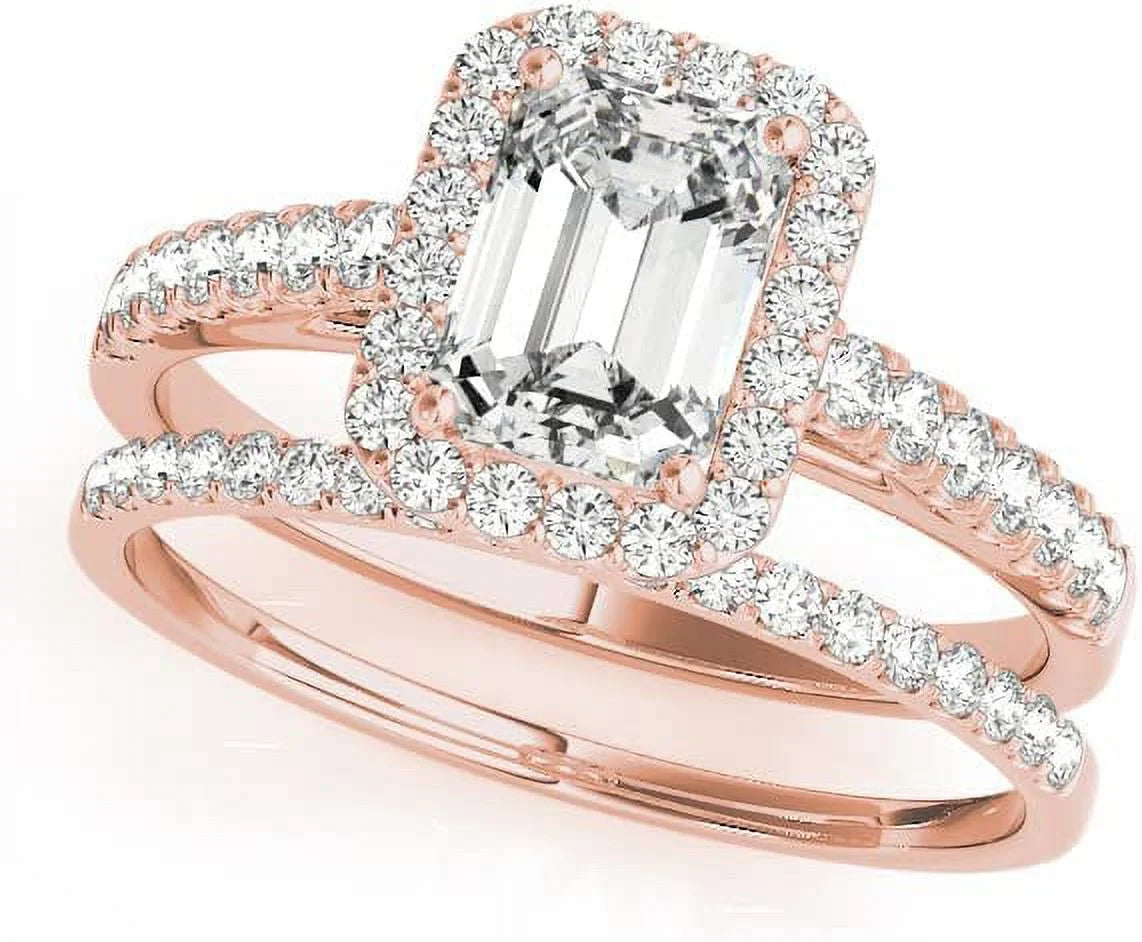 Emerald Cut Halo Diamond Engagement Ring K466